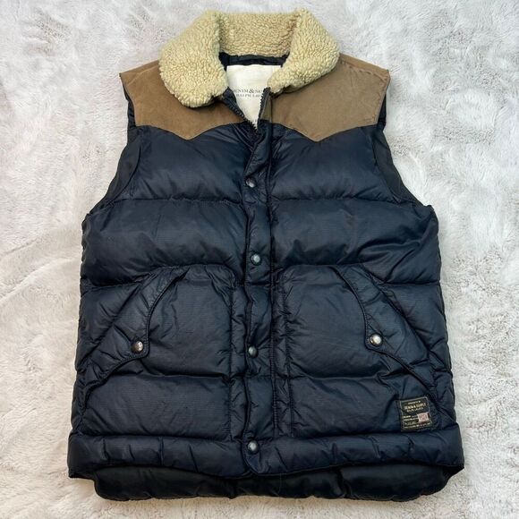 Ralph Lauren Denim & Supply Vest Mens Medium Down Puffer Vest Sherpa Collar - Picture 1 of 11